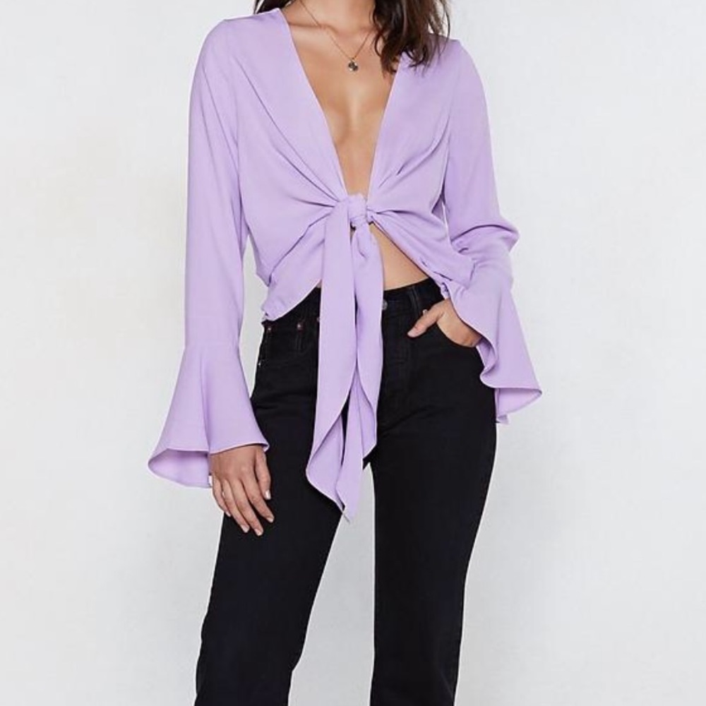 Nasty Gal lavender tie front top